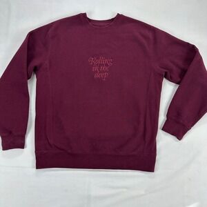 Adele Rolling in the Deep Embroidered Crewneck Sweatshirt Burgundy L Adult‎